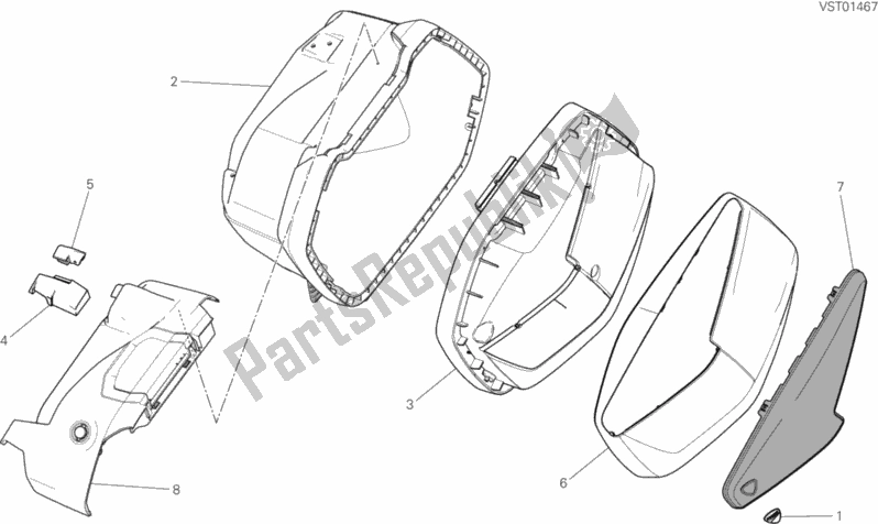 Toutes les pièces pour le Sacoche Gauche du Ducati Multistrada 1200 Touring 2017